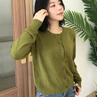 Daily Round Neck Loose Fit Button Cardigan