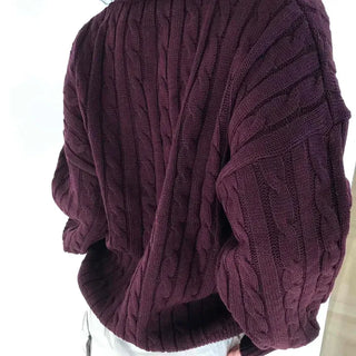 Soft Cable Loose V-Neck Knit