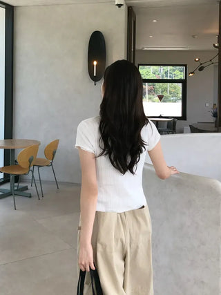 Solin Lovely Eyelet Punching Short Sleeve Tee