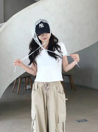 Solin Lovely Eyelet Punching Short Sleeve Tee