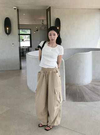 Solin Lovely Eyelet Punching Short Sleeve Tee