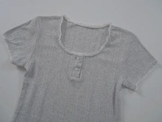 Solin Lovely Eyelet Punching Short Sleeve Tee