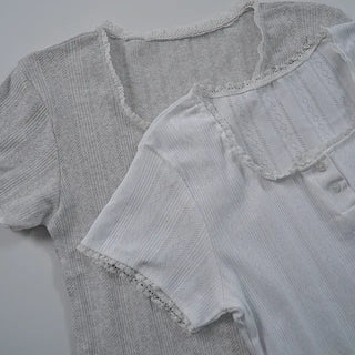 Solin Lovely Eyelet Punching Short Sleeve Tee