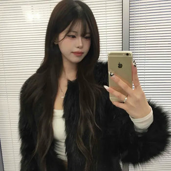 Hairy Angora Fur Cardigan Jacket