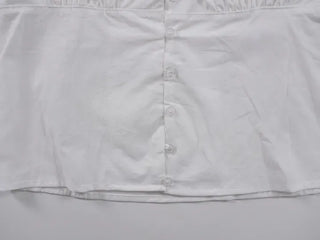 Label Ribbon Shirred Short Sleeve Blouse
