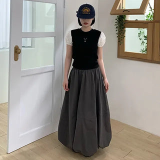 Daylin Suede Balloon Long Skirt