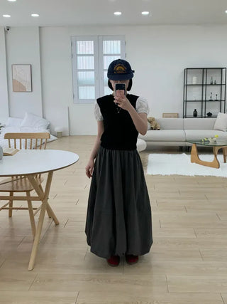 Daylin Suede Balloon Long Skirt