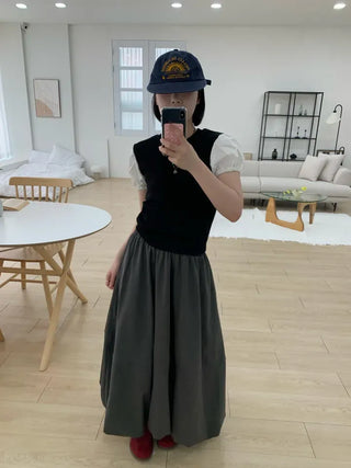 Daylin Suede Balloon Long Skirt