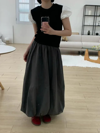 Daylin Suede Balloon Long Skirt