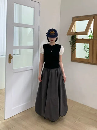 Daylin Suede Balloon Long Skirt