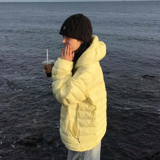 Soft Color Oversized Hooded Short Padded Jacket