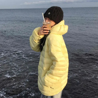 Soft Color Oversized Hooded Short Padded Jacket