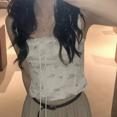 Lovely floral print sleeveless blouse