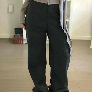 Side Button Flare Wrap Fleece Pants