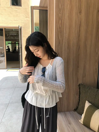 Horin Summer Semi-Crop Knit Cardigan