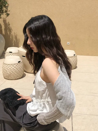 Horin Summer Semi-Crop Knit Cardigan