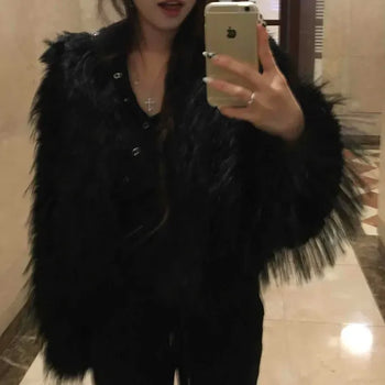 Long Hair Fur Crop Jacket