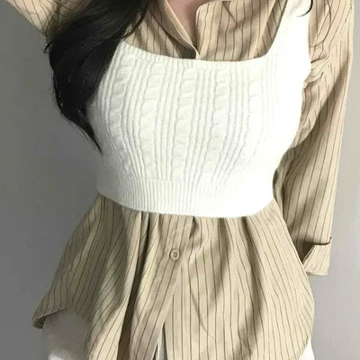 Fine Knit Square Neck Crop Vest