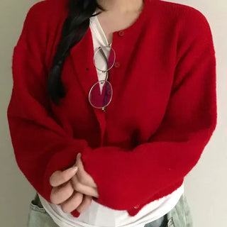 Soft Crop Round Neck Cardigan