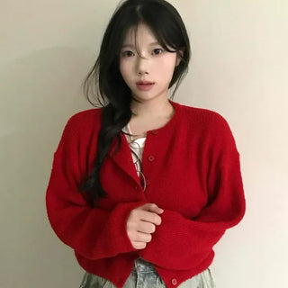 Soft Crop Round Neck Cardigan