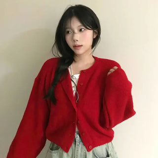 Soft Crop Round Neck Cardigan