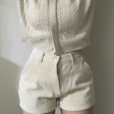 Soft Corduroy Fleece-Lined Mini Shorts