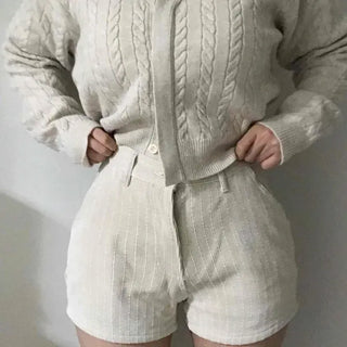 Soft Corduroy Fleece-Lined Mini Shorts
