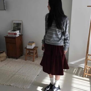Corduroy Flare Midi Skirt