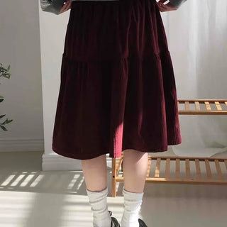 Corduroy Flare Midi Skirt