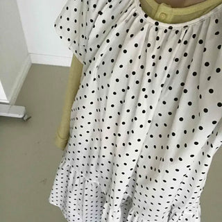 Dot Flare Pumpkin Short Sleeve Long Dress