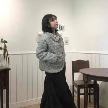 Suede Flare Tiered Long Skirt