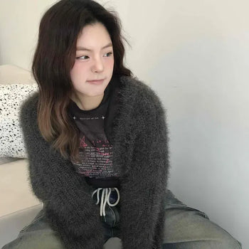 Angora Bolero Open-Face Knit Cardigan
