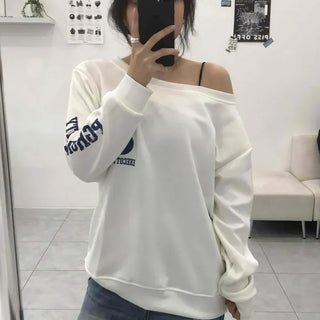 Number Two One-Shoulder Oversized Sweatshirt