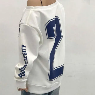 Number Two One-Shoulder Oversized Sweatshirt
