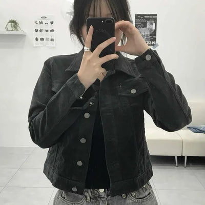 Casual Corduroy Crop Button Jacket
