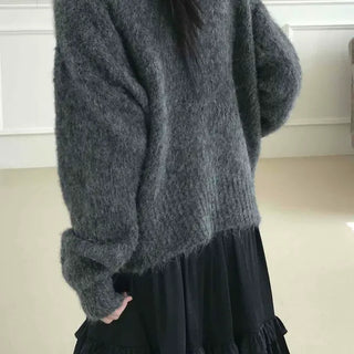Fuzzy Wool Touch Oversized V-Neck Cardigan