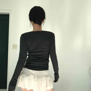 Feminine Shirred Banding Tiered Mini Skirt