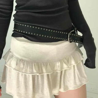 Feminine Shirred Banding Tiered Mini Skirt