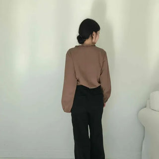 Minimal Simple Elastic Waist Straight Fit Semi-Wide Slacks