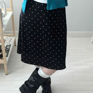 Swan Madeleine Dot Pleated A-Line Midi Skirt