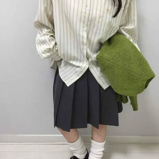 Campus Mood Semi-Tight Pleated Midi Skirt