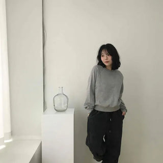 Side Cut Wide Fit Elastic Waist Sweatshirt Training Pants