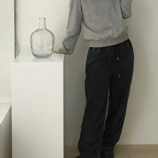 Side Cut Wide Fit Elastic Waist Sweatshirt Training Pants