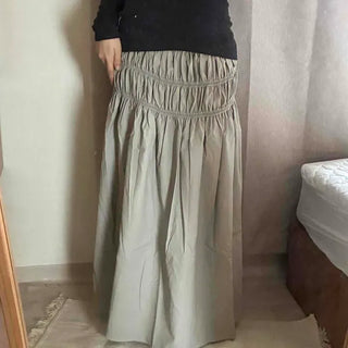 Low-waisted Double Shirred Long Skirt