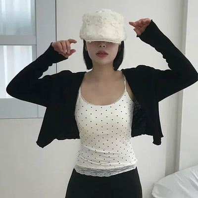 Arin Dot Lace Sleeveless Top