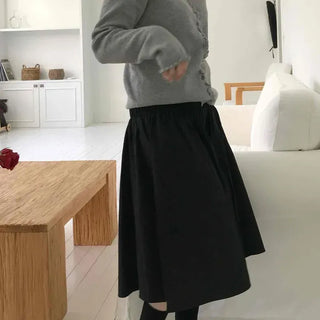 Simple Shirred Flare A-Line Midi Skirt