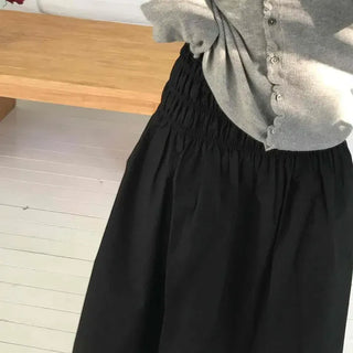 Simple Shirred Flare A-Line Midi Skirt