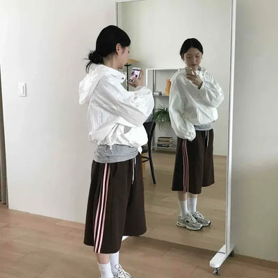 Waist Tie, Side Line A-Line Loose Fit Shorts