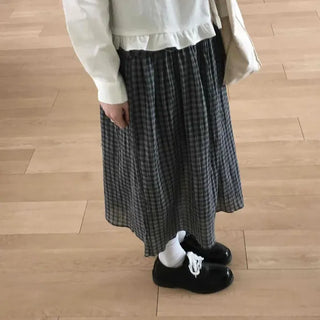 Mini Check Flare Long Skirt