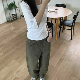 Everyday Round Neck Slim Fit 3/4 Sleeve T-shirt